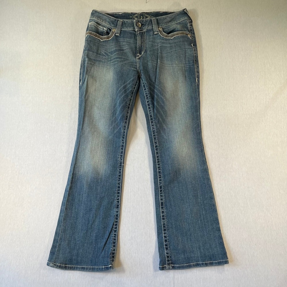 Ariat Real Riding Jeans Women 31x27 Medium Wash Bootcut Western Embroidered